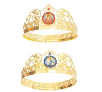 RZRHMUHN Orthodox Christian Crowns Set - Zinc Alloy Exquisite Religious Headpiece with Red and Blue Dual-color Design for Ceremonies, Church Events and Decorations, 6.29”/8.26”, zinc alloy, Agate