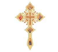 RZRHMUHN Orthodox Cross,Metal Crucifix,Jesus Cross Decor,Hand-held Jesus Cross,Churches, Weddings, Funerals,12.2 In*7.67 In,Gold (Cross)