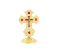 RZRHMUHN Orthodox Cross,Metal Standing Cross,Eastern Orthodox Table Cross,Jerusalem Home Decor,4.1In*2.6In (White)