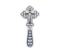 RZRHMUHN Orthodox Cross,Orthodox Hand-held Cross,Jesus Cross Decor,Churches,9.1In*4.1In (Silver Blue)