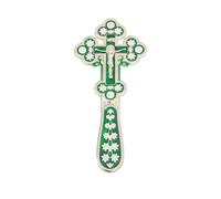 RZRHMUHN Orthodox Cross,Orthodox Hand-held Cross,Jesus Cross Decor,Churches,9.1In*4.1In (Silver Green)