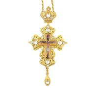 RZRHMUHN Orthodox Cross Pendant, Orthodox Jesus Pendant, Zinc-Plated, Gifts for Priest, Blessing, Prayer, Wedding (White)