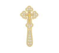RZRHMUHN Orthodox Cross,Russian Orthodox Wall Cross,Jesus Cross Decor,Hand-held Jesus Cross,Churches, Weddings, Funerals,6.7In*3In (Golden White)