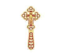 RZRHMUHN Orthodox Cross,Russian Orthodox Wall Cross,Jesus Cross Decor,Hand-held Jesus Cross,Churches, Weddings, Funerals,6.7In*3In (Gold Red)