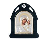 RZRHMUHN Orthodox Icon of the Virgin Mary and Child Jesus, Silver and Gold Plated (Black)