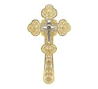 RZRHMUHN Orthodox Jesus Cross Prayer Cross Gold Plated Alloy Cross Jesus Statue Religion Gift with Box крест croix chrétienne (White)