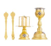 RZRHMUHN Orthodox Mass Kit, Orthodox Communion Set, Premium Metal Chalice, Communion Spoon,Communion Plate, Religious Ceremonies, Home Decor (Z544set-1)