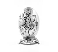 RZRHMUHN Orthodox Religious Egg Art Intricately Engraved Metal Egg With Sacred Icons