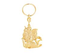 RZRHMUHN St. George Slaying the Dragon Keychain - Premium Metal Keyring - Religious Gift for Men and Women, Gold, George Dragon Slayer Keychain