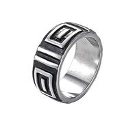 RZRPYFMM 10Mm Gothic Stainless Steel Ring European And American Fashion Retro Punk Men's Ring Ethnic Stainless Steel Jewelry,Silver,11