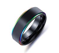 RZRPYFMM 8Mm Stainless Steel Ring Colorful Black Gold Lasha Electroplating Ring Men And Women Goth Punk Locomotive Rock And Roll Engagement Jewelry,Purple,10