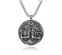 RZRPYFMM Anubis God Round Brand Stainless Steel Pendant Necklace Ancient Egyptian God Jackal Head Fashion Necklace Viking Hip Hop Locomotive Jewelry,Silver,3.5mm*600mm