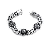 RZRPYFMM Bracelet Homme Tête De Tigre En Argent 925,Bracelet Vintage À La Mode Dominante,Silver,20.5cm
