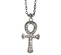 RZRPYFMM Egyptian Eye of Horus Cross Pendant Necklace Vintage Anubis Silver Necklace Ankh Pendant Ancient Egyptian Hieroglyphic Symbols,Silver,silver chain 60cm