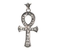 RZRPYFMM Egyptian Eye of Horus Cross Pendant Necklace Vintage Anubis Silver Necklace Ankh Pendant Ancient Egyptian Hieroglyphic Symbols,Silver,Wax rope 60cm