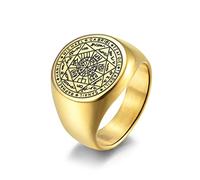 RZRPYFMM Gothic Seven-Pointed Star Stainless Steel Ring Mysterious Star Charm Ring Seven Angel Seal Protection Amulet Men And Women Jewelry Ring,Gold,10