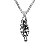 RZRPYFMM Gothic Skull Hug Pendant Necklace Men Ladies Stainless Steel Vintage Couple Skull Hug Necklace Punk Eternal Lover Jewelry