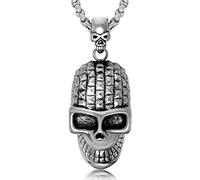 RZRPYFMM Gothic Skull Pendant Domineering Personality Hip Hop Stainless Steel Skull Pendant Necklace Locomotive Rock Jewelry Accessories,Silver,70