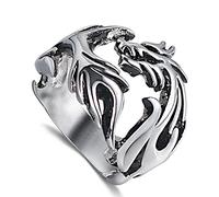RZRPYFMM Gothic Stainless Steel Hollow Dragon Ring Fashion Retro Dragon Ring Pattern Steampunk Jewelry Rebel Metal Accessories Men And Women,Silver,13