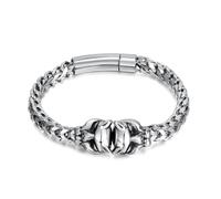 RZRPYFMM Japan And South Korea Hip Hop Style Double Tiger Head Men's Bracelet, Personalised Stainless Steel Bracelet,Silver,21cm