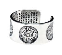 RZRPYFMM Men's And Women's S999 Sterling Silver Buddhist Scripture Ring,Carving Ancient Mythical Beast Scripture Book Opening Adjustable Ring,Silver,12