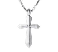 RZRPYFMM Men's Christian Cross Pure Pewter Pendant, Gothic Fashion Cross Necklace,Silver,Pendant + Chain 60cm