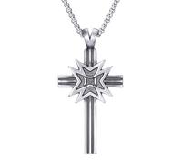 RZRPYFMM Men's Christian Cross Pure Tin Pendant, Gothic Retro Crossing Necklace,Silver,Pendant + Chain 50cm