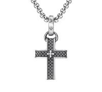 RZRPYFMM Men's Cross Pure Pewter Pendant, Christian Vintage Simple Cross Necklace,Silver,Pendant + Chain 70cm