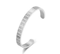 RZRPYFMM Men's Cuff Bracelet, Chinese Style Taoist Seal Character Text Vintage Stainless Steel Open Bracelet,Silver