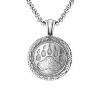 RZRPYFMM Men's Fashion Bear Paw Pure Pewter Pendant, Gothic Vintage Bear Paw Necklace,Silver,Pendant + Chain 70cm