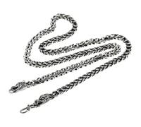 RZRPYFMM Men's Fashion S925 Sterling Silver 6Mm Chain, Gothic Vintage Double Dragon Clasp Necklace,Silver,60cm（23.6"）