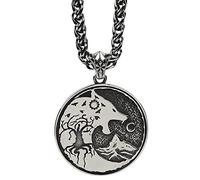 RZRPYFMM Men's Fenrir Wolf Stainless Steel Pendant Necklace Nordic Viking Wolf Amulet Pendant Necklace Scandinavian Jewelry,Silver,50cm