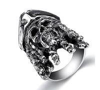 RZRPYFMM Men's Pirate Skull Stainless Steel Ring Pirates of The Caribbean Jack Head Ring Fashion Punk Rock Movie Jewelry,Silver,9
