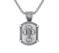 RZRPYFMM Men's Religious Cross Pure Pewter Pendant, Gothic Vintage Christian Cross Necklace,Silver,Single Pendant