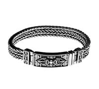 RZRPYFMM Men's S925 Sterling Silver Buddhist Vajra Bracelet, Gothic Vintage Thai Silver Tibetan Buddhist Amulet Bracelet Gift,Silver,22cm