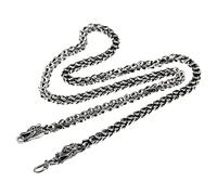 RZRPYFMM Men's S925 Sterling Silver Double Dragon Head Dragon Scale Necklace, Fashion Twist Chain Silver Necklace,6mm,50cm