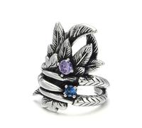 RZRPYFMM Men's S925 Sterling Silver Feather And Dragon Claw Ring, Vintage Sterling Silver Ring,Silver,8