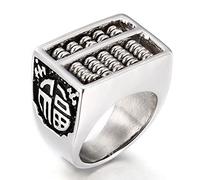 RZRPYFMM Men's Turning Abacus Titanium Steel Ring, Gothic Personality Fashion Abacus Jewelry Punk Ring,Silver,12