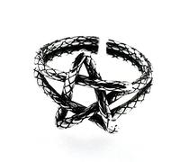 RZRPYFMM S925 Silver Pentagram Open Ring, Fashionable Vintage Thai Silver Ring,Silver,8