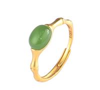 RZRPYFMM S925 Sterling Silver And Hetian Jade Women's Ring, Simple Fashion Sterling Silver Ring,Silver,10