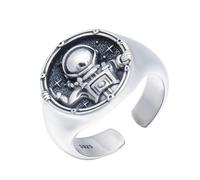 RZRPYFMM S925 Sterling Silver Astronaut Men's Ring, Niche Vintage Sterling Silver Ring,Silver,13