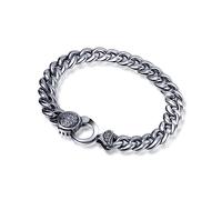 RZRPYFMM S925 Sterling Silver Fashion Ring Clasp Six Character Truth Bracelet, Simple Sterling Silver Bracelet,Silver,18cm