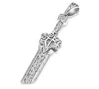 RZRPYFMM S925 Sterling Silver Men's Broken Sword Pendant, Gothic Vintage Hemp Rope Bagua Necklace,Silver,Pendant + Chain 70cm
