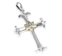 RZRPYFMM S925 Sterling Silver Men's Cross Pendant, Gothic Vintage Eye of Horus Necklace,Silver,Single Pendant