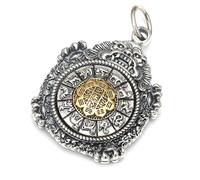 RZRPYFMM S925 Sterling Silver Men's Nine Palace Eight Trigrams Pendant, Gothic Vintage Braided Hemp Rope Necklace,Silver,Pendant + Chain 60cm