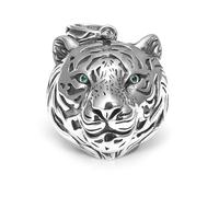 RZRPYFMM S925 Sterling Silver Men's Tiger Head Pendant, Gothic Vintage Hemp Rope Bagua Necklace,Silver,Pendant + Chain 70cm