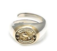 RZRPYFMM S925 Sterling Silver Praying Hands Men's Ring, Personalised Pattern Sterling Silver Ring,Silver,12