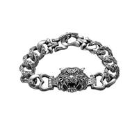 RZRPYFMM S925 Sterling Silver Tiger Head Bracelet for Men, Personalised Masculine Sterling Silver Bracelet,Silver,21cm