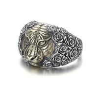 RZRPYFMM S925 Sterling Silver Tiger Head Men's Ring, Vintage Personalised Sterling Silver Ring,Silver,11
