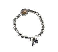RZRPYFMM S925 Sterling Silver Virgin Mary Bracelet for Men, Vintage Sterling Silver Bracelet,Silver,20cm